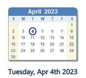 April 4, 2023 (Tuesday) .